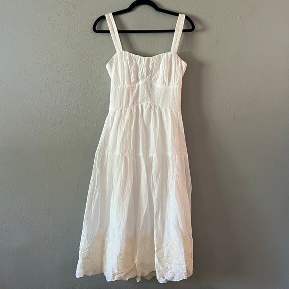 Trixxi White Cotton Sundress Women’s Medium Midi Embroidered Feminine Romantic - Picture 2 of 8